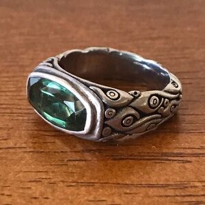 Sterling Silver Emerald Ring Size 7